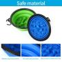 2-Pack Large Collapsible Dog Bowls, 34oz Portable Slow Feeder Dog Water Bowls, Travel Pet Dish for Dogs & Cats, Blue + Green with Free Carabiner