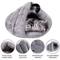 VeMee Plush Cat Sleep Bag Cozy Pet Cave Bed Covered Pet Beds Cave for Cat Small Dogs and Puppies
