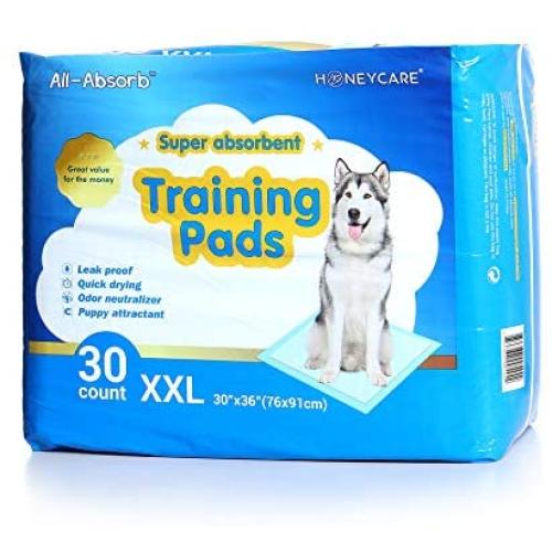 All-Absorb Honey Care, Training Pad, 30''x36'', 30 ct XXL, Ultra Absorbent and Odor Eliminating, Blue, A39