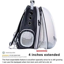 Front Expandable Large Cat Carrier Backpack, Space Capsule Pet Carrier Backpack for Fat Cats and Small Dog up to 20 lbs, Dog Carrier Backpack for Traveling and Hiking (Black)