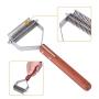 Awtang Pet Undercoat Rake Dematting Tool for Dogs Cats Grooming Comb 20 Stainless Steel Blades Dog Brush with Wooden Handle