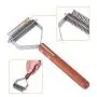 Awtang Pet Undercoat Rake Dematting Tool for Dogs Cats Grooming Comb 20 Stainless Steel Blades Dog Brush with Wooden Handle