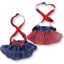 FunnyDogClothes Pack of 2 Dog Skirt Female Diapers with Suspenders for Small and Large Pet 100% Cotton Plaid Tartan Blue Red (XL/XXL Waist 22''- 32'')