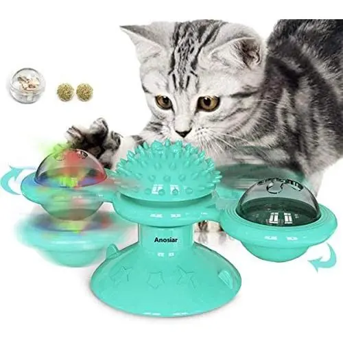 Anosiar Windmill Cat Toy,Interactive Cat Toy,Suction Cup and 2 Catnip,Cat Toys for Indoor Cats,Cat Toothbrush with Soft TPR Material Cleans Mouth More Effectively Anosiar Windmill Cat Toy,Interactive Cat Toy,Suction Cup and 2 Catnip,Cat Toys for Indoor Cats,Cat Toothbrush with Soft TPR Material Cleans Mouth More Effectively
