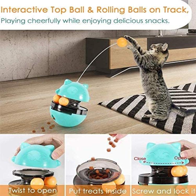 Interactive Cat Tumbler Toy Treat Food Dispenser Toys with Rolling