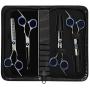 Dog Grooming Scissors Kit,5 Pcs of Professional Safe Stainless Steel Pet Grooming Scissors Hair Trimming Shears Rounded Tip Sharp Durable Shears with Pet Grooming Comb in Kit