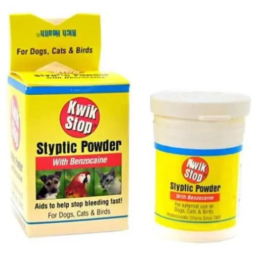 Kwik Stop Styptic Powder Helps Stop Nail Bleeding Fast! for Dogs, Cats & Birds 0.5 oz Kwik Stop Styptic Powder Helps Stop Nail Bleeding Fast! for Dogs, Cats & Birds 0.5 oz