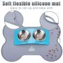 Super Design Silicone Waterproof Placemat - Bone Shaped Pet Feeding Mat, Silicone Raised Lip Non Spill Dog Cat Bowl Mat