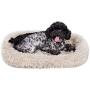 Neekor Plush Bolster Pet Bed, Crate Mat, Deep Sleeping Luxury Shag Fuax Fur Rectangle Sofa Cuddler for Dog and Cat