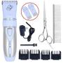 Maxshop Pet Grooming Clippers, Professional Quiet Rechargeable Cordless Pet Hair Clippers with Comb Guides Scissors Stainless Steel Blades Kit for Dogs Cats,Pets Long Short Hair Shave