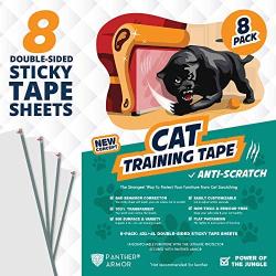 Panther Armor Cat Scratch Deterrent Tape – 8(Eight)-Pack – Double Sided Anti Cats Scratching Sticky Tape – 4-Pack XL 16”L 12”W + 4-Pack Large 17”L 10”W Furniture Protectors – Clear Training Tape