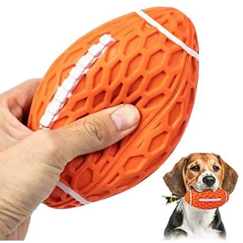 Squeaky Dog Toys for Aggressive Chewers: Rubber Puppy Chew Ball with Squeaker, Almost Indestructible Durable Interactive Pet Toy for Medium Large Breed Dogs Puppies