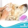 Sweefur Pet Massage Brush, Soft Silicone Shower Brush for Massage Dogs and Cats- Comfortable Handle Bath Brush for Shedding- Gentle Massage Pet Comb