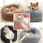 Plush Donut Pet Bed - Plush Bed for Dogs and Cats, with Donut Motif, Warm Soft for Small Medium Large Pet (Gray M-19.7''x 7.9'')