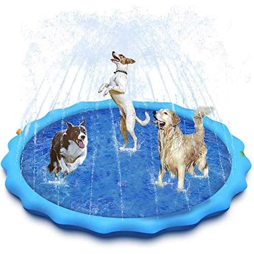 Procity Splash Pool for Dogs Kids, 68” Thickened Durable Dog Pool Pet Bathing Tub Summer Outdoor Water Toys Splash Pad Sprinklers Play Mat, XXL