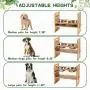 Pet Raised Bowls for Dogs and Cats, Draw Design Adjustable Bamboo Elevated Feeder Stand with 2 Stainless Steel Food and Water Bowls Pet Raised Bowls for Dogs and Cats, Draw Design Adjustable Bamboo Elevated Feeder Stand with 2 Stainless Steel Food and Water Bowls