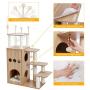 PAWZ Road Modern Cat Tree, Cat Sky Castle with 2 Cozy Condos, Large Space Capsule Nest and Interactive Spring Balls