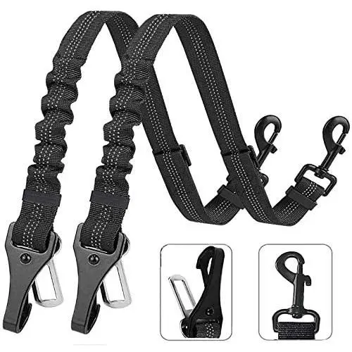 XIRGS Dog Seat Belt, Upgrade 2 in 1 Latch Bar Attachment Dog Car Seatbelt Metal Buckle Elastic Buffered Reflective Nylon Belt Tether 2 Pack Pet Safety Seat-Belt Universal Vehicle Seatbelt XIRGS Dog Seat Belt, Upgrade 2 in 1 Latch Bar Attachment Dog Car Seatbelt Metal Buckle Elastic Buffered Reflective Nylon Belt Tether 2 Pack Pet Safety Seat-Belt Universal Vehicle Seatbelt