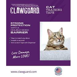 CLAWGUARD Cat Training Tape Deters Cats from Scratching Clawing or Jumping on Furniture and Surfaces Clear Double Sided Barrier Anti Scratch Tape with Dispenser for Couches, Drapes, Screens and More