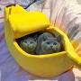 Sikye Novelty Pet House,Small Pet Bed Banana Shape Warm Soft Cloth Breathable Bed Mini Cat Nest (S, Yellow)
