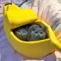 Sikye Novelty Pet House,Small Pet Bed Banana Shape Warm Soft Cloth Breathable Bed Mini Cat Nest (S, Yellow)