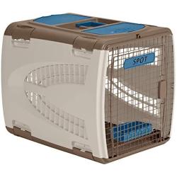 Suncast Portable Pet Carrier with Handle, Taupe/Blue, 21'' x 28'' x 22''