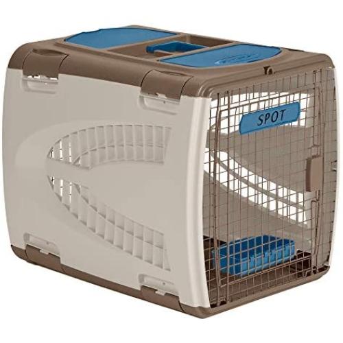 Suncast Portable Pet Carrier with Handle, Taupe/Blue, 21'' x 28'' x 22''