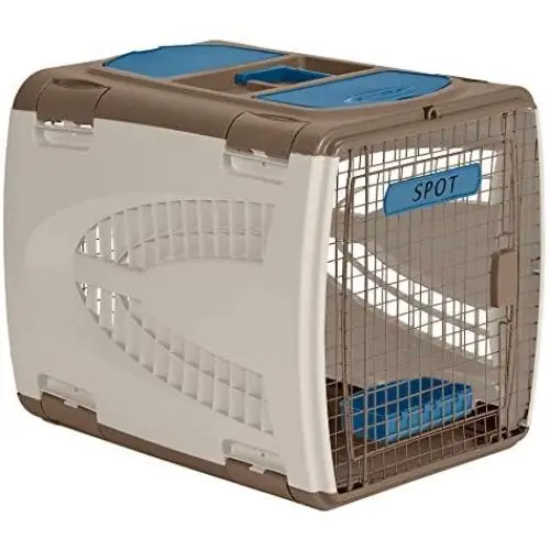 Suncast Portable Pet Carrier with Handle, Taupe/Blue, 21'' x 28'' x 22'' Suncast Portable Pet Carrier with Handle, Taupe/Blue, 21'' x 28'' x 22''