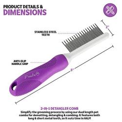 Detangling Pet Comb with Long & Short Stainless Steel Teeth for Removing Matted Fur, Knots & Tangles – Detangler Tool Accessories for Safe & Gentle DIY Dog & Cat Grooming (Grooming Comb)