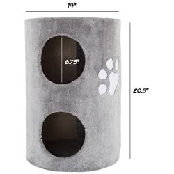 PETMAKER Cat Condo 2 Story Double Hole with Scratching Surface, 14'' x 20.5'', Gray (80-PET5080)