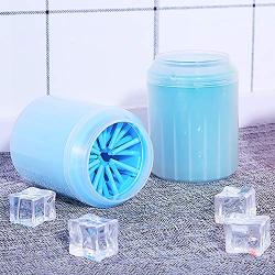 Lemcrvas Dog Paw Cleaner, 2-In-1 Dog Paw Washer Cup with Towel Portable Pet Muddy Paw Cleaner Pet Cleaning Brush Feet Cleaner for Dog & Cat Grooming Non-toxic Blue