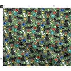 Spoonflower Fabric - Black Lab Dog Cute Labrador Toys Green Dogs Toy Pet Portrait Printed on Sport Lycra Fabric by The Yard - Swimwear Performance Leggings Apparel Fashion