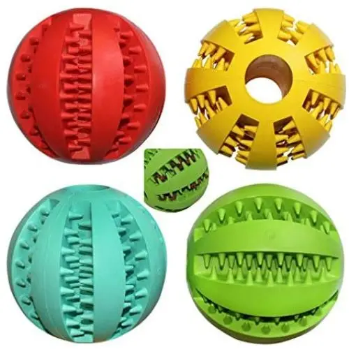 CHZHENG 4 pcs Dog Interactive Toy Cleaning Tooth Ball, Pet Decompression Elastic Rubber Ball Puppy Stretch Ball for Large Medium Small Dogs - Fun to Chase CHZHENG 4 pcs Dog Interactive Toy Cleaning Tooth Ball, Pet Decompression Elastic Rubber Ball Puppy Stretch Ball for Large Medium Small Dogs - Fun to Chase