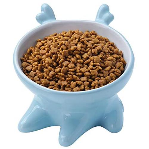 JFmori Raised Cat Bowl,Big Mouth Bowl for Cats and Puppies Food or Water,Tilted Stress Free Pet Bowl,Toxic Free Unleaded,Backflow Prevention,Dishwasher and Microwave Safe