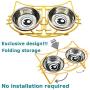 E-ROOM TREND Elevated Cat Bowls,Cute Metal Raised Pet Bowl for Cat and Small Dog Come with 2 Stainless Steel Cat Feeder Bowls Set for Food and Water with Anti Slip Feet