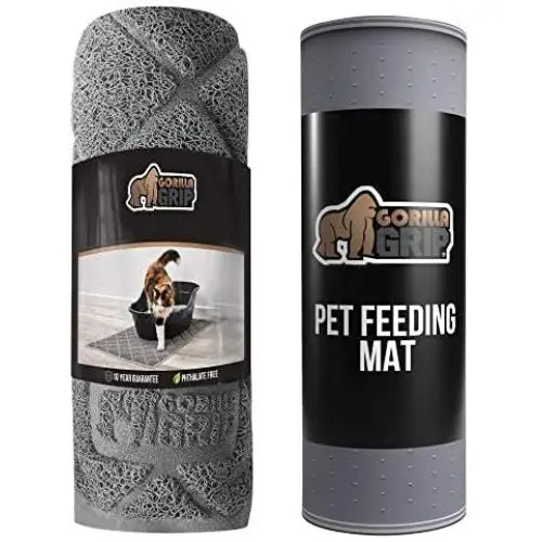 Gorilla Grip Cat Litter Mat and Silicone Pet Feeding Mat, Both Gray, Cat Mat Size 47x35, and Silicone Pet Feeding Mat Size 18.5x11.5, 2 Item Bundle Gorilla Grip Cat Litter Mat and Silicone Pet Feeding Mat, Both Gray, Cat Mat Size 47x35, and Silicone Pet Feeding Mat Size 18.5x11.5, 2 Item Bundle