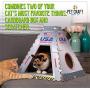 Pet Craft Supply Space House Corrugated Cardboard Cat House Condo Tent Hideaway Cave Furniture Playhouse with Scratching Board and Catnip & Silvervine Blend Scratcher for Kittens and Adult Cats