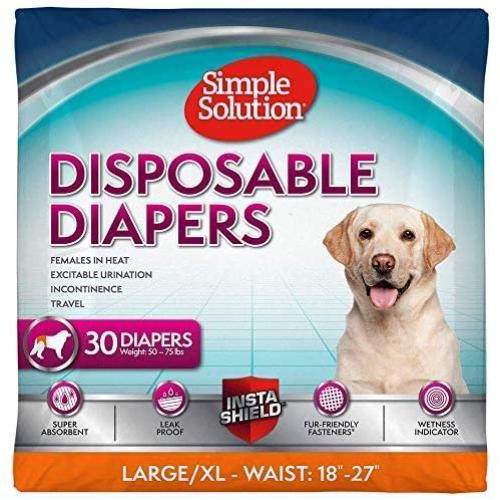 Simple Solution True Fit Disposable Dog Diapers for Female Dogs | Super Absorbent with Wetness Indicator