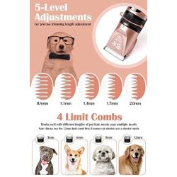 Hommie Pet Grooming Clipper, 2 in 1 Dog Grooming Clippers Wireless Kit with Double Blades, USB Rechargeable Dog Shaver, Clipper for Dogs, Cats, Rabbits. (S300, Rose Gold)