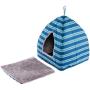 Hollypet Self-Warming 2 in 1 Foldable Comfortable Triangle Cat Bed Tent House, Moire
