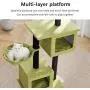 Large Cat Tower, Modern Cat Tree Condo, 2 Spacious House, Green Sofa Cloth Covered, Tall Perch with Raised Edge, Soft Cat Basket, Sisal Scratching Post Large Cat Tower, Modern Cat Tree Condo, 2 Spacious House, Green Sofa Cloth Covered, Tall Perch with Raised Edge, Soft Cat Basket, Sisal Scratching Post