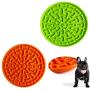 Tysons Pet Treats 2pcs Dog Lick Mat, Bath & Grooming Slow Feeders, Distraction Device, Powerful Suction Cups on The Back, Training-Just Add Peanut Butter (Green & Orange)