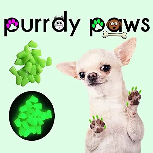 Purrdy Paws 100-Pack Soft Nail Caps for Dog Claws Glow-in-The-Dark Purrdy Paws 100-Pack Soft Nail Caps for Dog Claws Glow-in-The-Dark