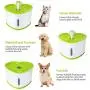 THMY Cat Water Fountain 2L Pet Drinking Fountain,LED Night Vision Water Level Window,Dog Fountain with DC Silent Pump,Heart Shape Flower Design,1 Silicon Mat & 1 Activated Carbon Filter,Green