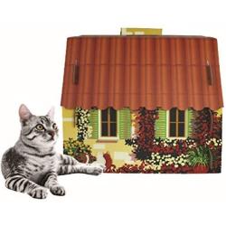 American Cat Club Mediterranean Villa Cat House & Scratcher w/ Catnip