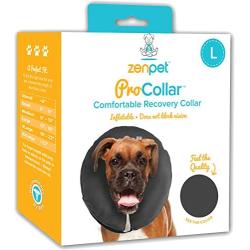 ZenPet Protective Inflatable Recovery Collar for Dogs and Cats - Soft Pet Cone Does Not Block Vision E-Collar - Designed to Prevent Pets from Touching Stitches, Wounds and Rashes