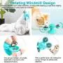 Cat Toys, Interactive Windmill Cat Toy Turntable Teasing Chew Toy Catnip Kitty Toys for Indoor Cats, Funny Kitten Toys Cat Scratching Massage Tickle Hair Brush Toothbrush w/ Suction Cup & Led Ball