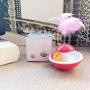 Studyset Interactive Cat Toy,Funny Rolling Scratching Ball Tumbler Interactive Toy with Feather for Pet Cat Yellow L