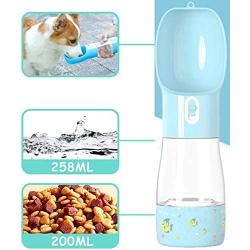 Hiidocat Dog Water Bottle for Walking,Portable Dog Water Bottle Leak Proof Portable Travel Drink Cup with Bowl Dispenser for Pet Outdoor Walking Hiking Travelling Water Dispenser Food Container(Blue)