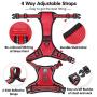 PoyPet No Pull Dog Harness, [Release on Neck] Reflective Adjustable No Choke Pet Vest with Front & Back 2 Leash Attachments, Soft Control Training Handle for Small Medium Large Dogs(Red,L)